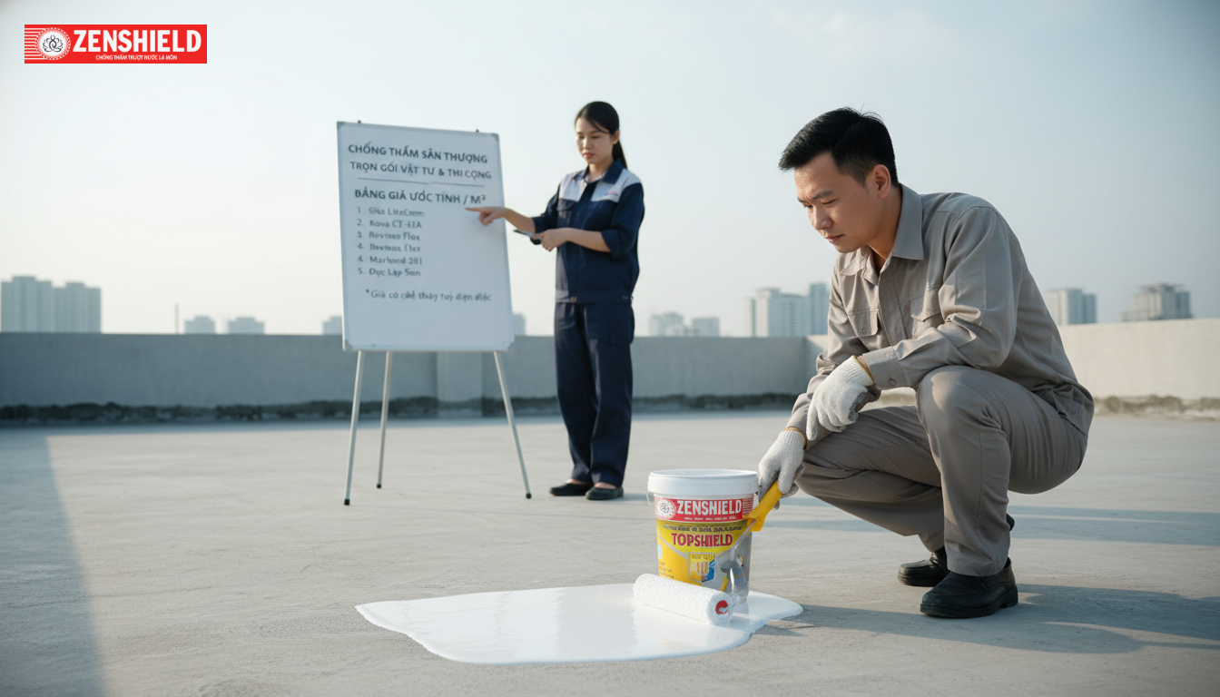 Chống thấm sân thượng bao nhiêu tiền 1m2? Báo giá chi tiết 2024