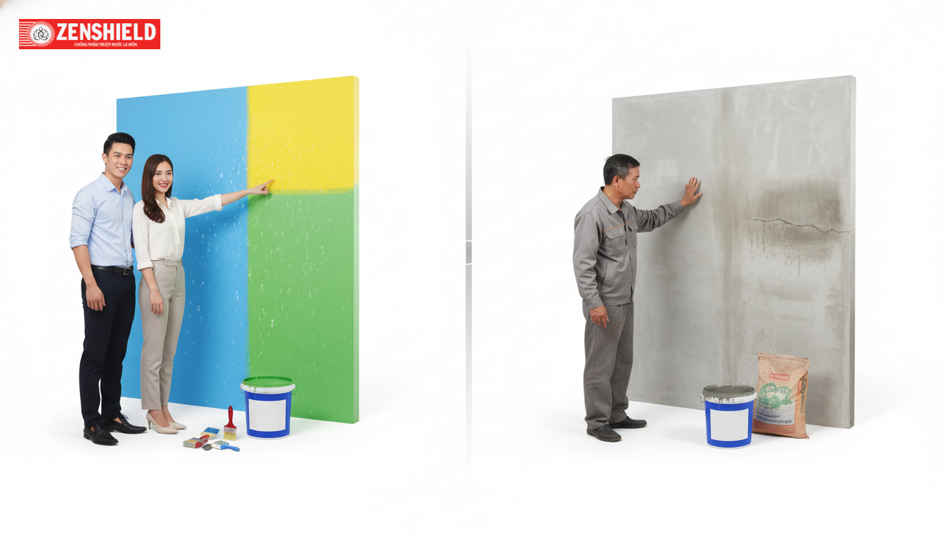 So sánh chống thấm pha màu và chống thấm xám truyền thống: Giải pháp nào tối ưu?